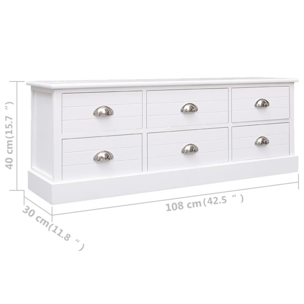 TV-taso antiikinvalkoinen 108x30x40 cm täysi keisaripuu - Sisustajankoti.fi