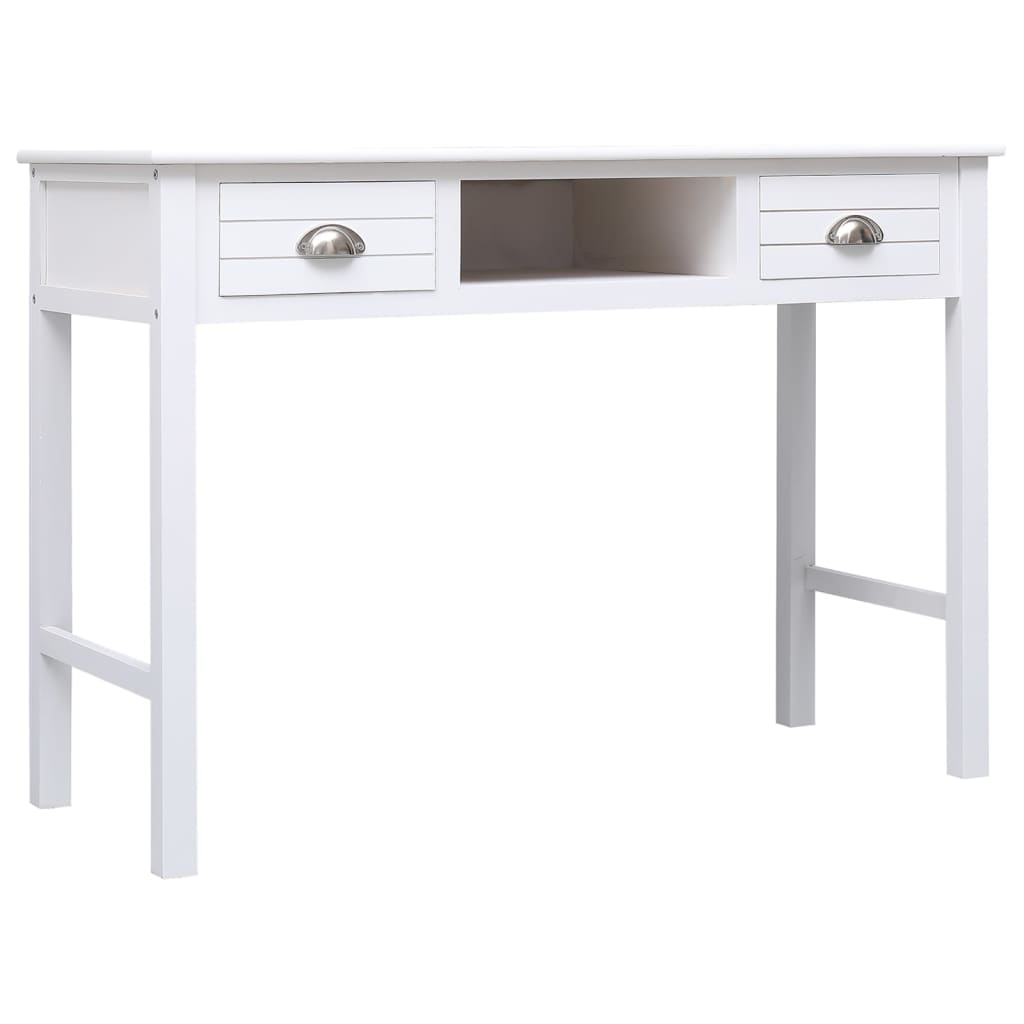 Työpöytä valkoinen 108x45x76 cm täysi keisaripuu - Sisustajankoti.fi