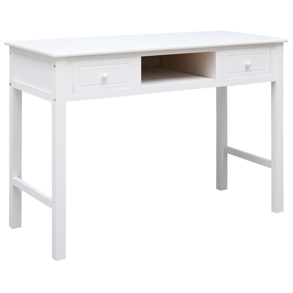 Työpöytä valkoinen 108x45x76 cm täysi keisaripuu - Sisustajankoti.fi
