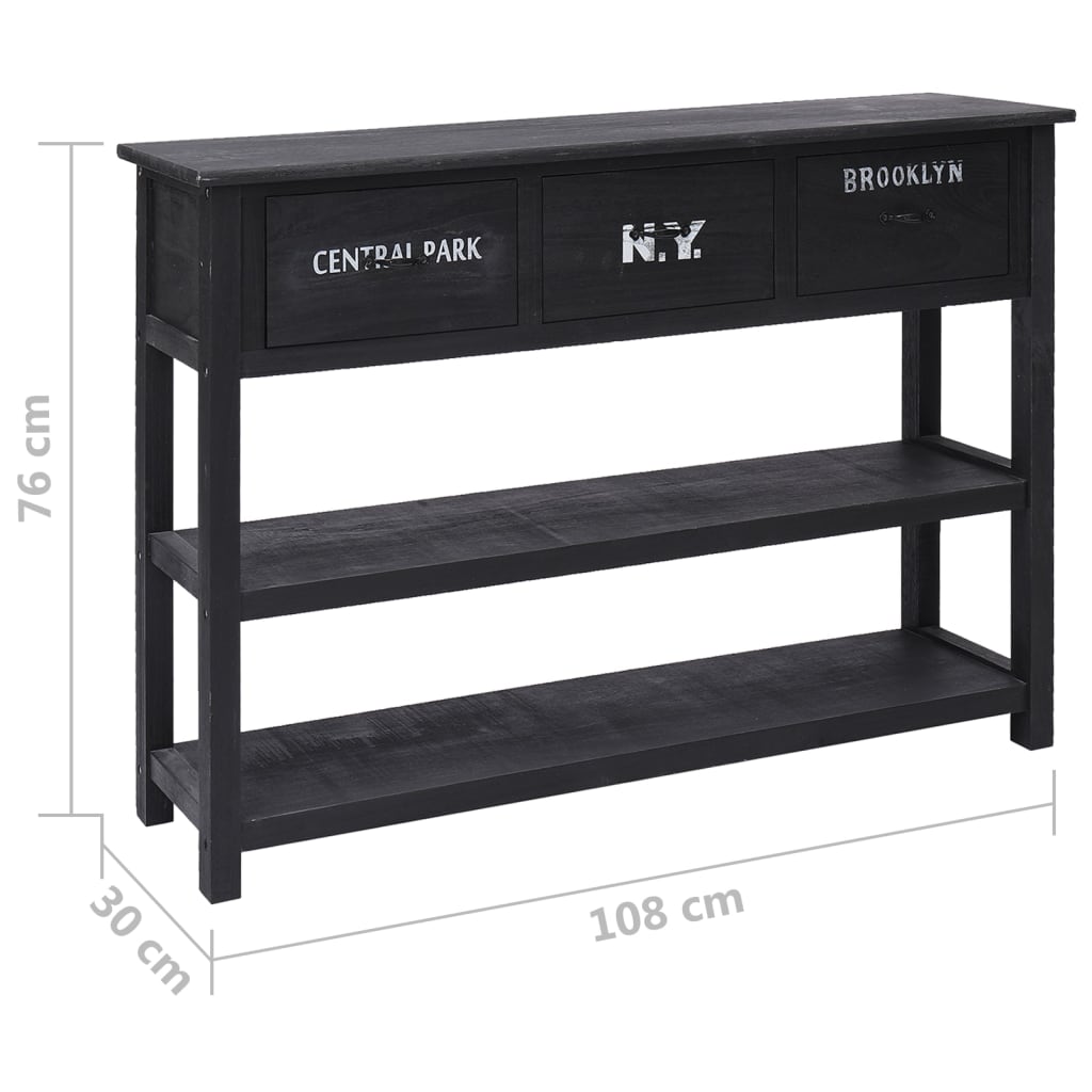 Senkki musta 108x30x76 cm täysi keisaripuu - Sisustajankoti.fi