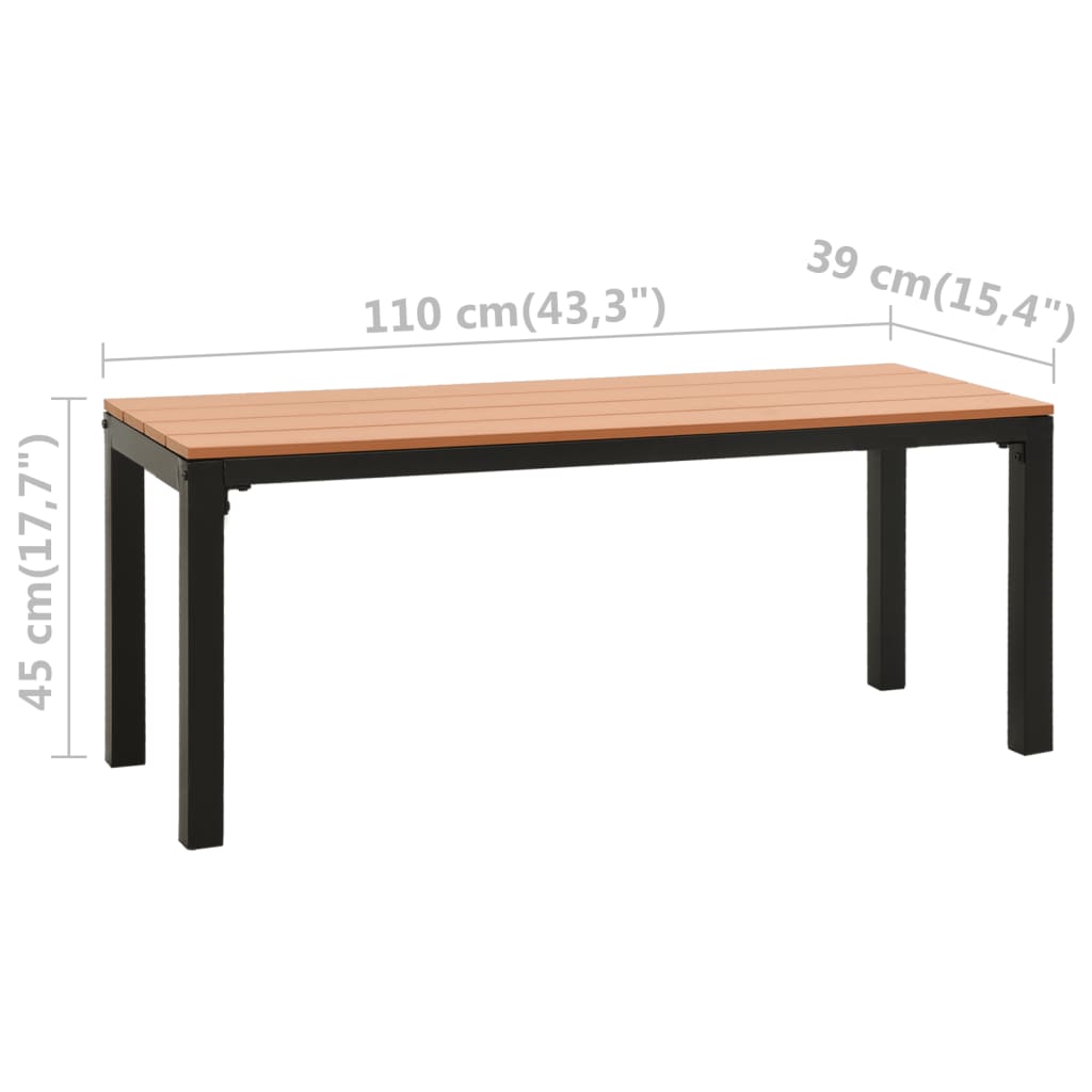 Puutarhapenkki 110 cm teräs ja puukomposiitti ruskea ja musta - Sisustajankoti.fi