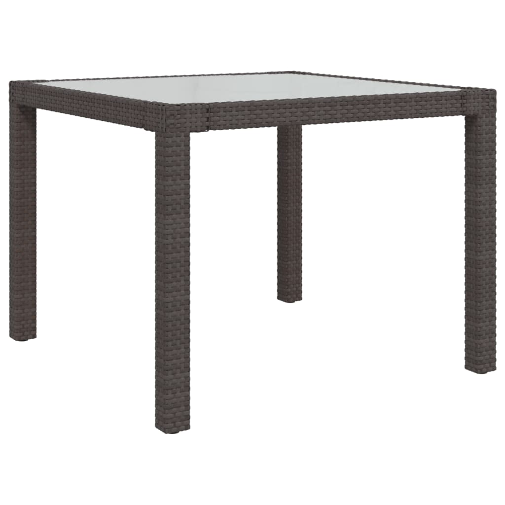 Puutarhapöytä 90x90x75 cm karkaistu lasi ja polyrottinki ruskea - Sisustajankoti.fi