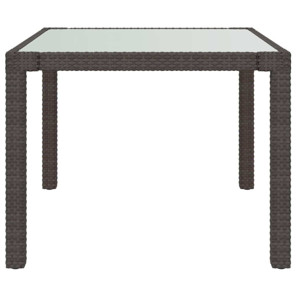 Puutarhapöytä 90x90x75 cm karkaistu lasi ja polyrottinki ruskea - Sisustajankoti.fi