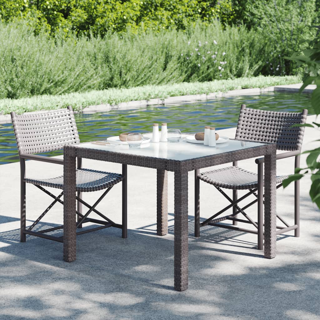 Puutarhapöytä 90x90x75 cm karkaistu lasi ja polyrottinki ruskea - Sisustajankoti.fi