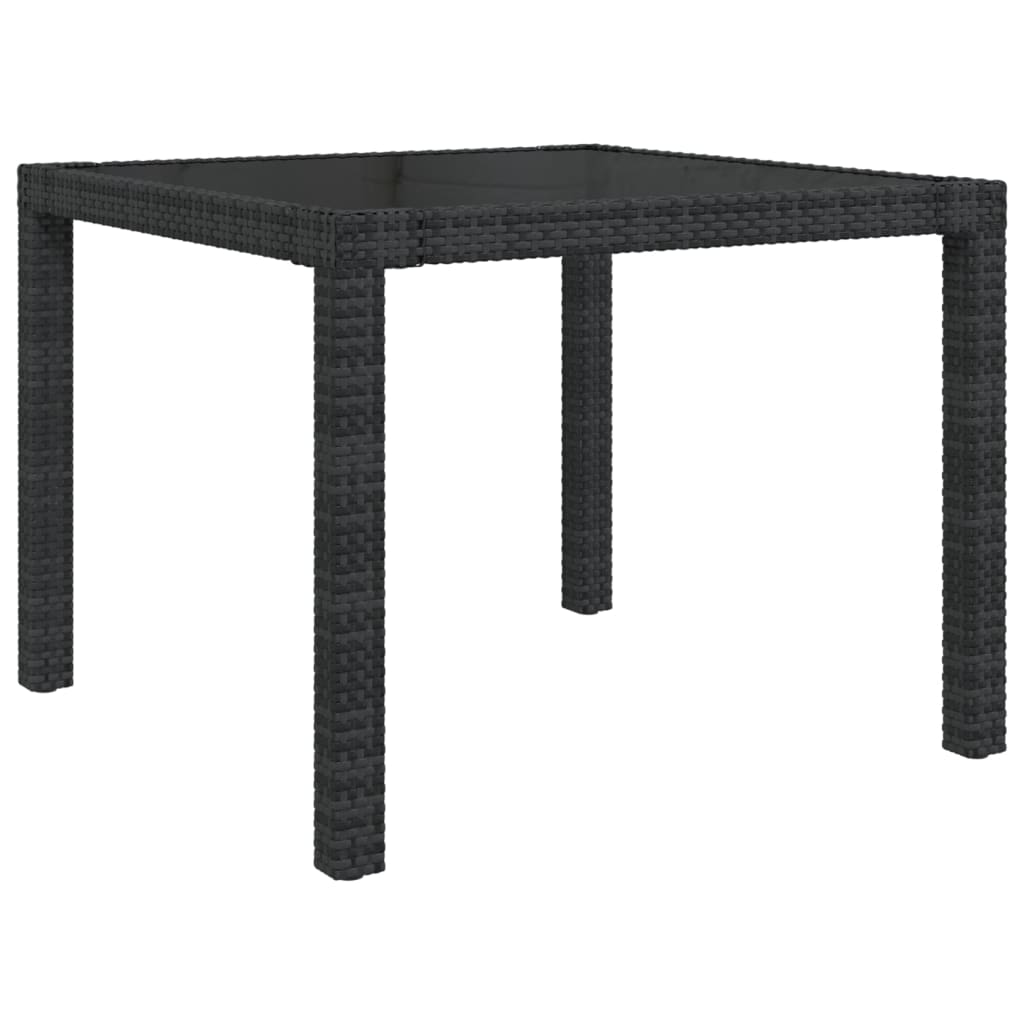 Puutarhapöytä 90x90x75 cm karkaistu lasi ja polyrottinki musta - Sisustajankoti.fi