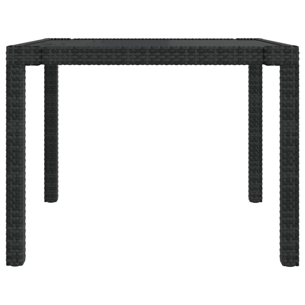 Puutarhapöytä 90x90x75 cm karkaistu lasi ja polyrottinki musta - Sisustajankoti.fi