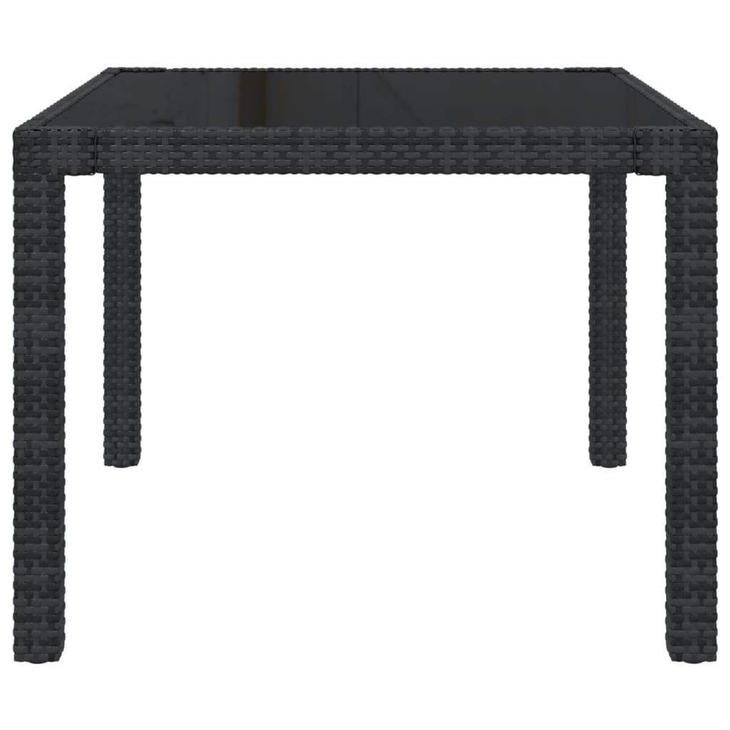 Puutarhapöytä 90x90x75 cm karkaistu lasi ja polyrottinki musta - Sisustajankoti.fi