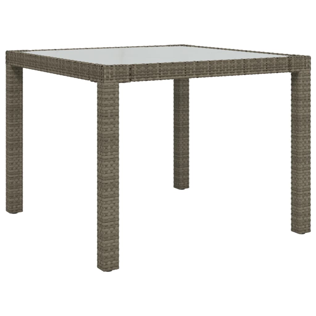 Puutarhapöytä 90x90x75 cm karkaistu lasi ja polyrottinki harmaa - Sisustajankoti.fi