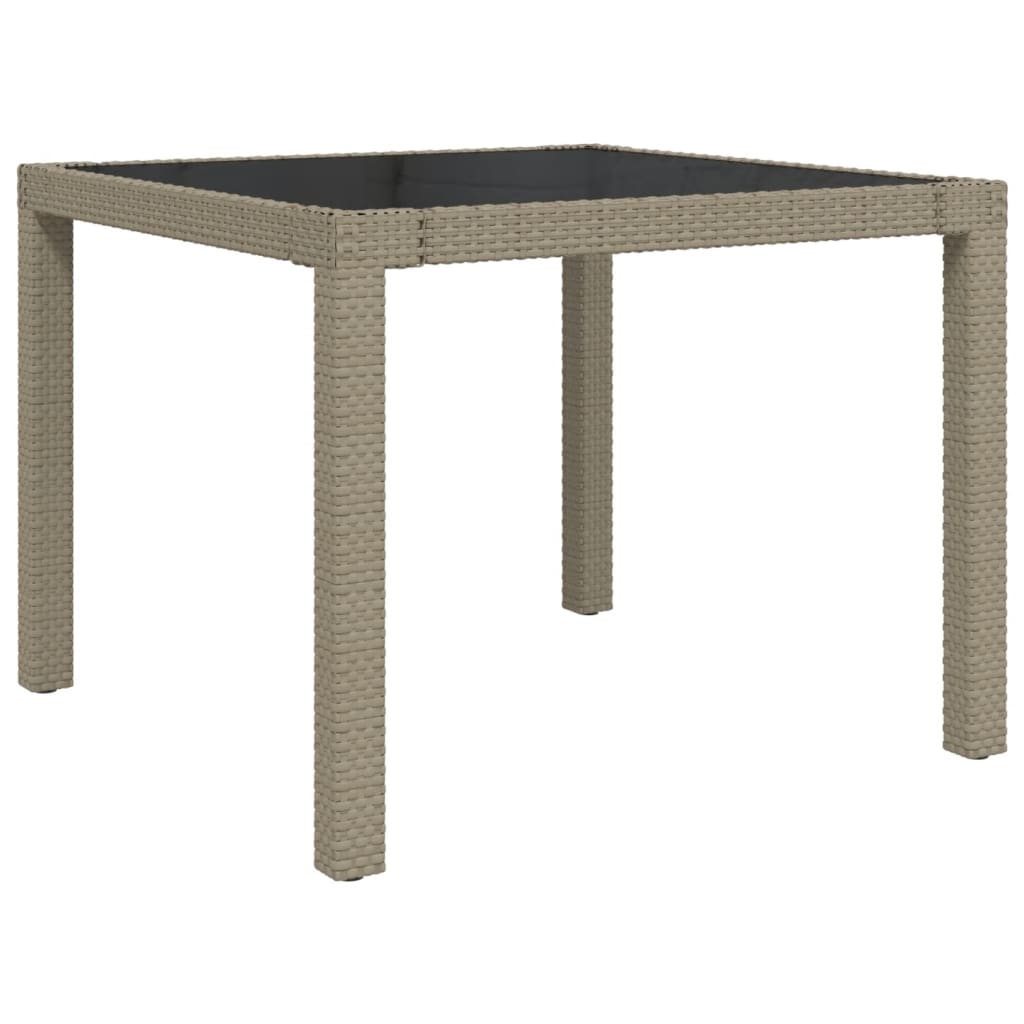 Puutarhapöytä 90x90x75 cm karkaistu lasi ja polyrottinki beige - Sisustajankoti.fi