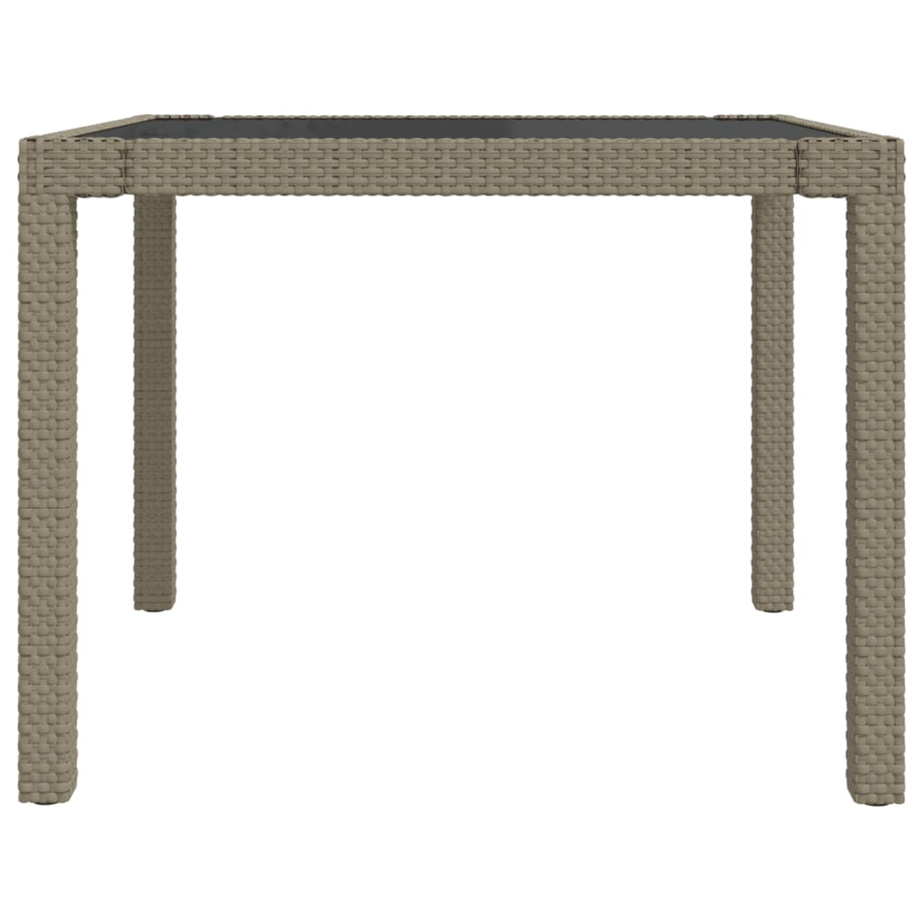 Puutarhapöytä 90x90x75 cm karkaistu lasi ja polyrottinki beige - Sisustajankoti.fi