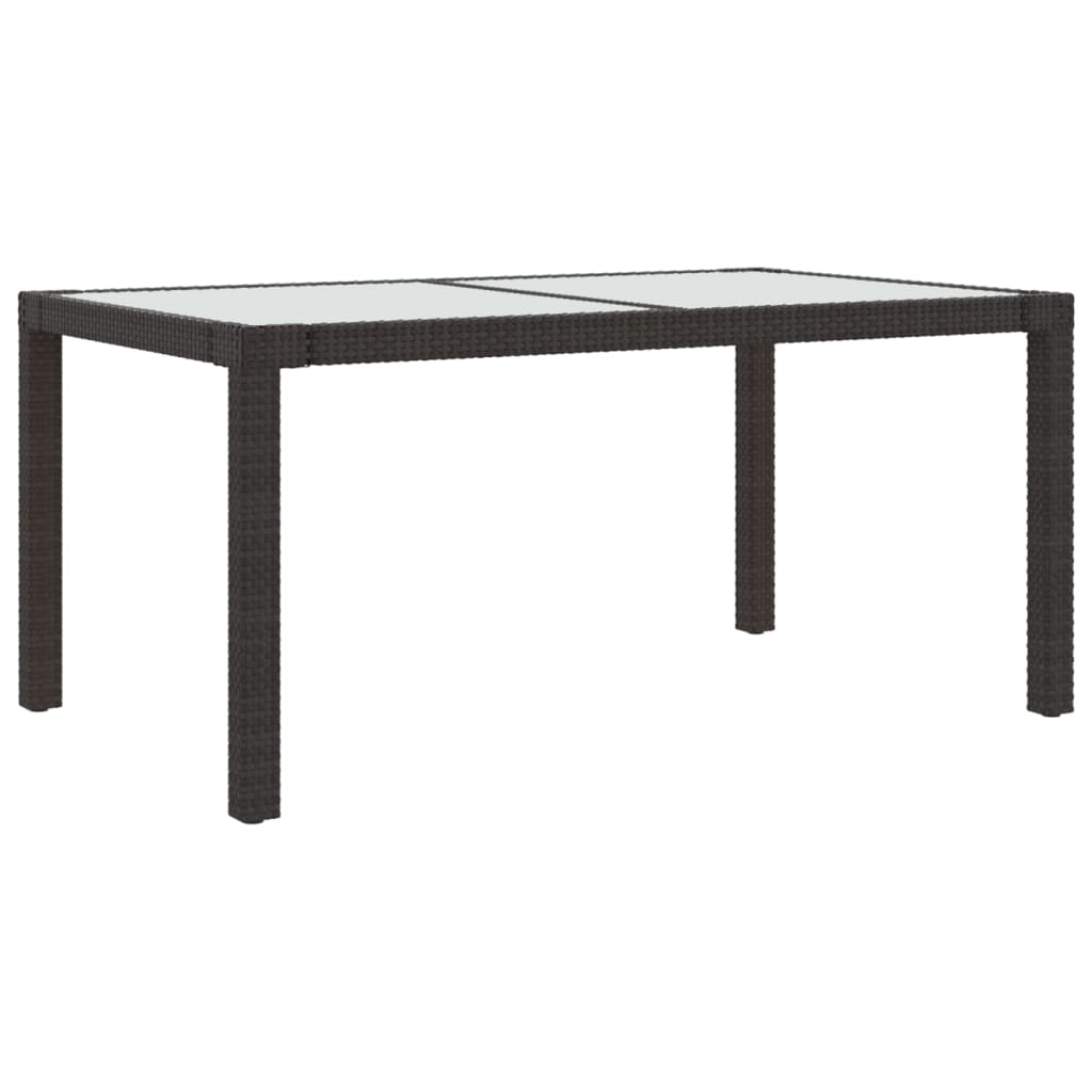 Puutarhapöytä 150x90x75cm karkaistu lasi ja polyrottinki ruskea - Sisustajankoti.fi