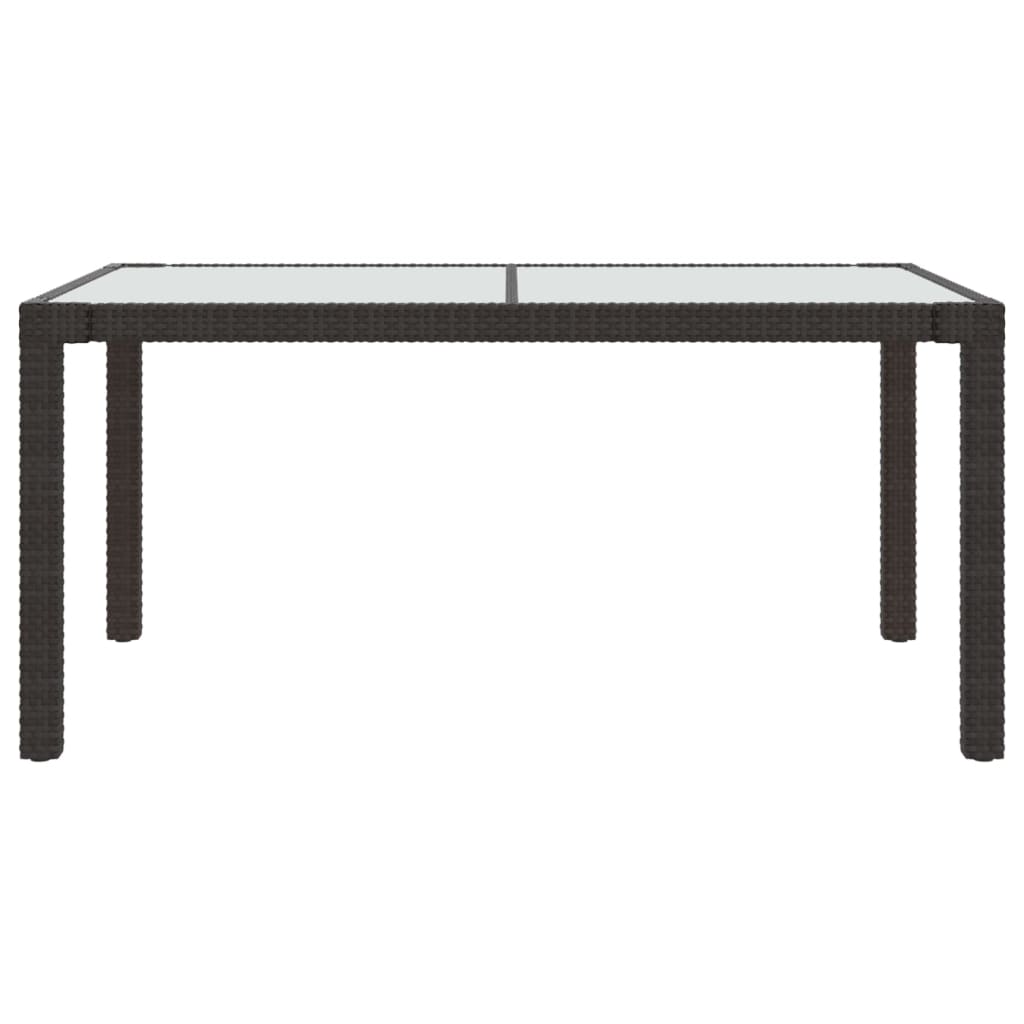 Puutarhapöytä 150x90x75cm karkaistu lasi ja polyrottinki ruskea - Sisustajankoti.fi
