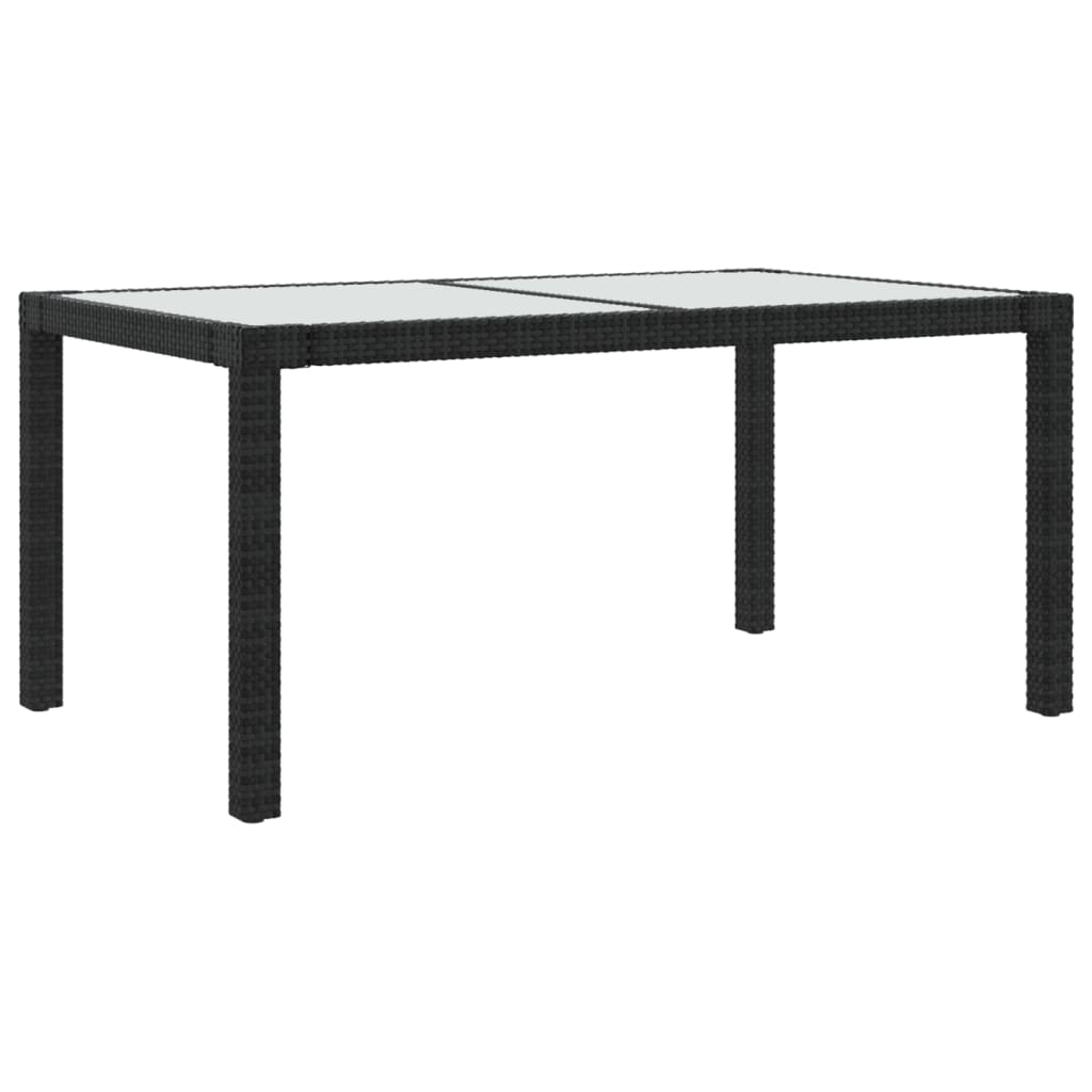 Puutarhapöytä 150x90x75cm karkaistu lasi ja polyrottinki musta - Sisustajankoti.fi