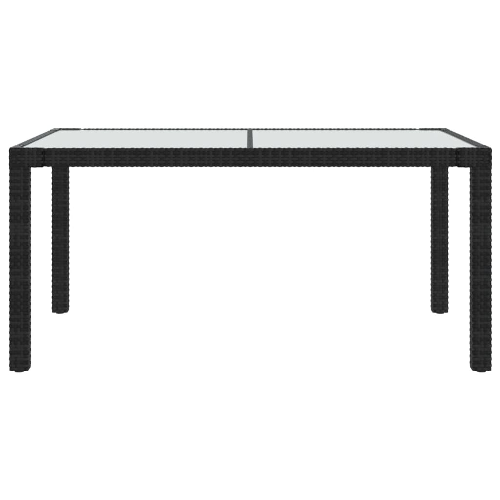 Puutarhapöytä 150x90x75cm karkaistu lasi ja polyrottinki musta - Sisustajankoti.fi