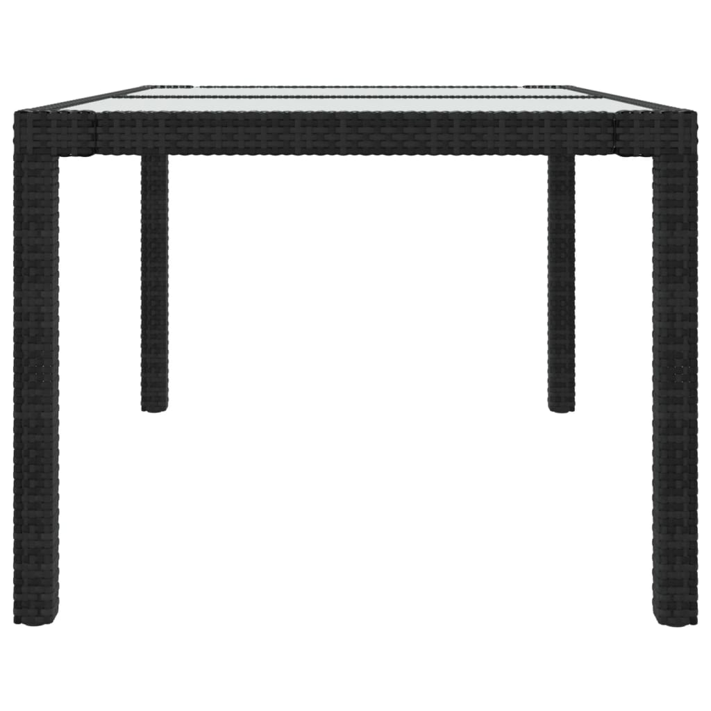 Puutarhapöytä 150x90x75cm karkaistu lasi ja polyrottinki musta - Sisustajankoti.fi