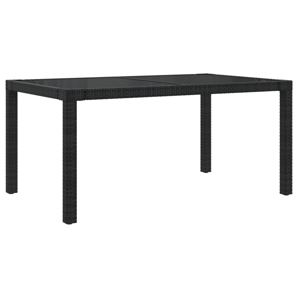 Puutarhapöytä 150x90x75cm karkaistu lasi ja polyrottinki musta - Sisustajankoti.fi