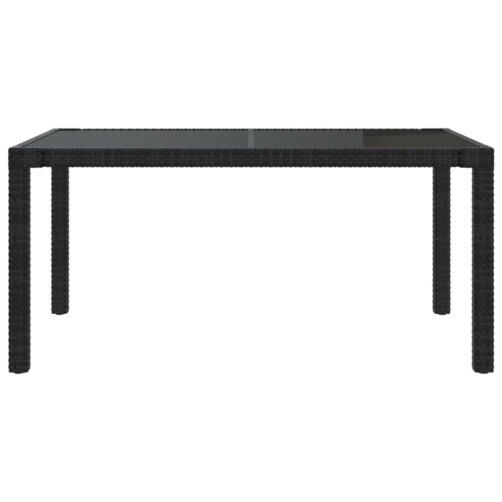 Puutarhapöytä 150x90x75cm karkaistu lasi ja polyrottinki musta - Sisustajankoti.fi