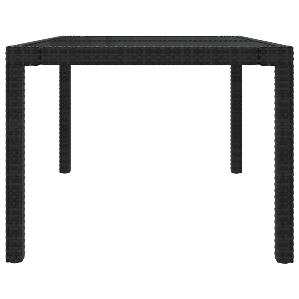 Puutarhapöytä 150x90x75cm karkaistu lasi ja polyrottinki musta - Sisustajankoti.fi