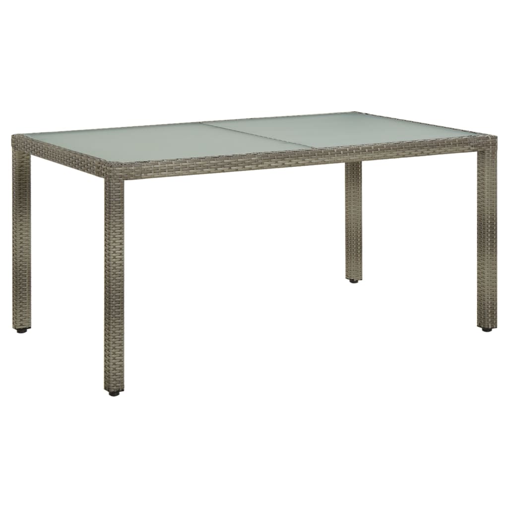 Puutarhapöytä 150x90x75cm karkaistu lasi ja polyrottinki harmaa - Sisustajankoti.fi