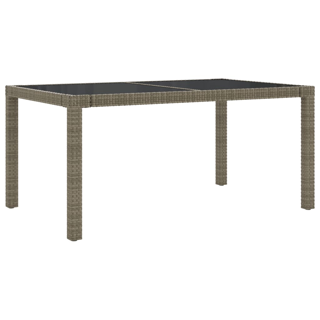 Puutarhapöytä 150x90x75cm karkaistu lasi ja polyrottinki harmaa - Sisustajankoti.fi