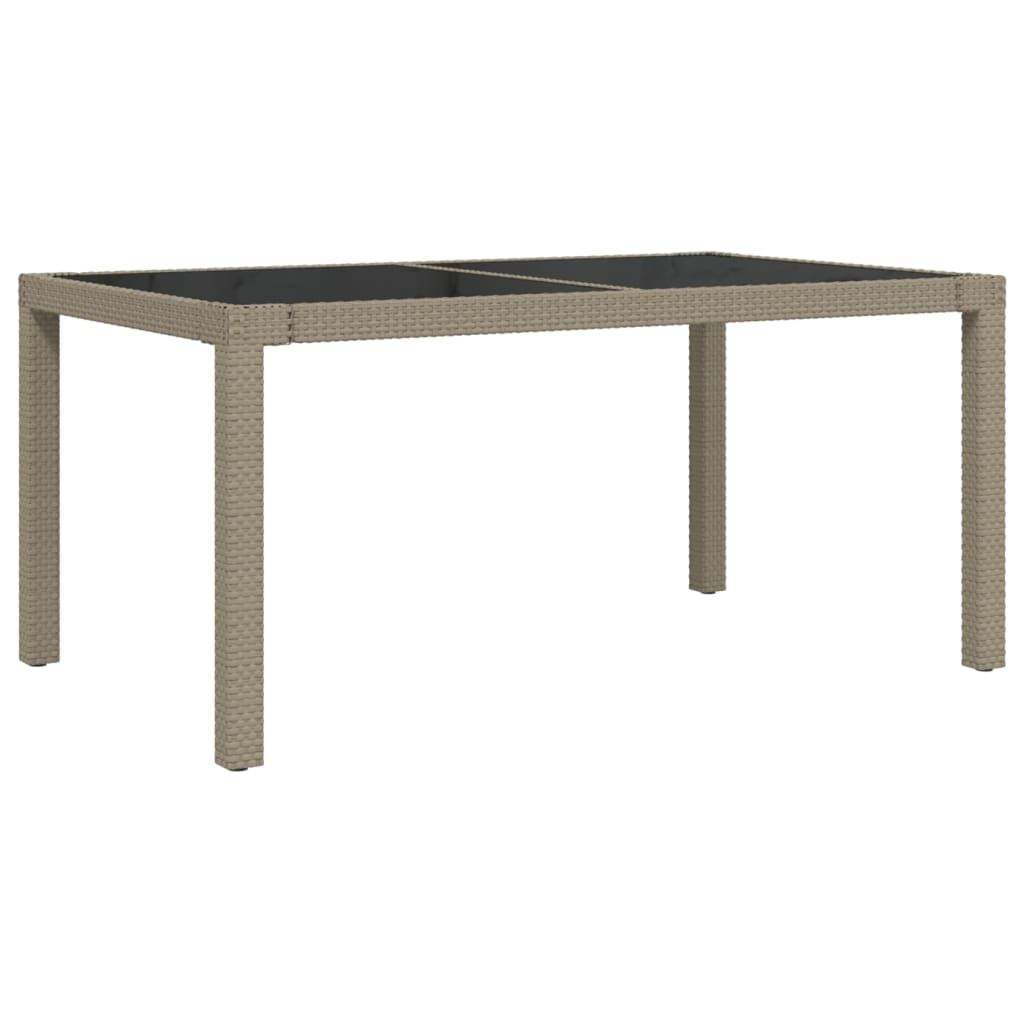 Puutarhapöytä 150x90x75cm karkaistu lasi ja polyrottinki beige - Sisustajankoti.fi
