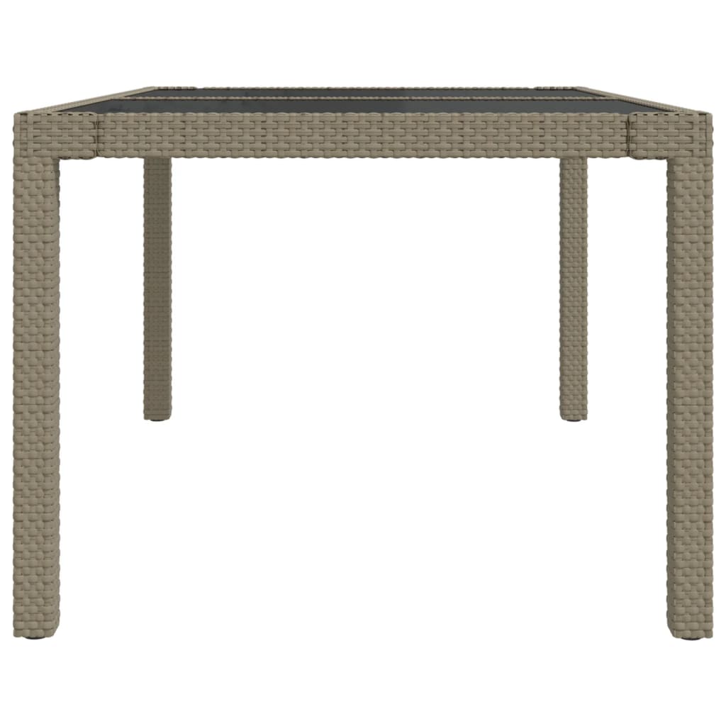 Puutarhapöytä 150x90x75cm karkaistu lasi ja polyrottinki beige - Sisustajankoti.fi