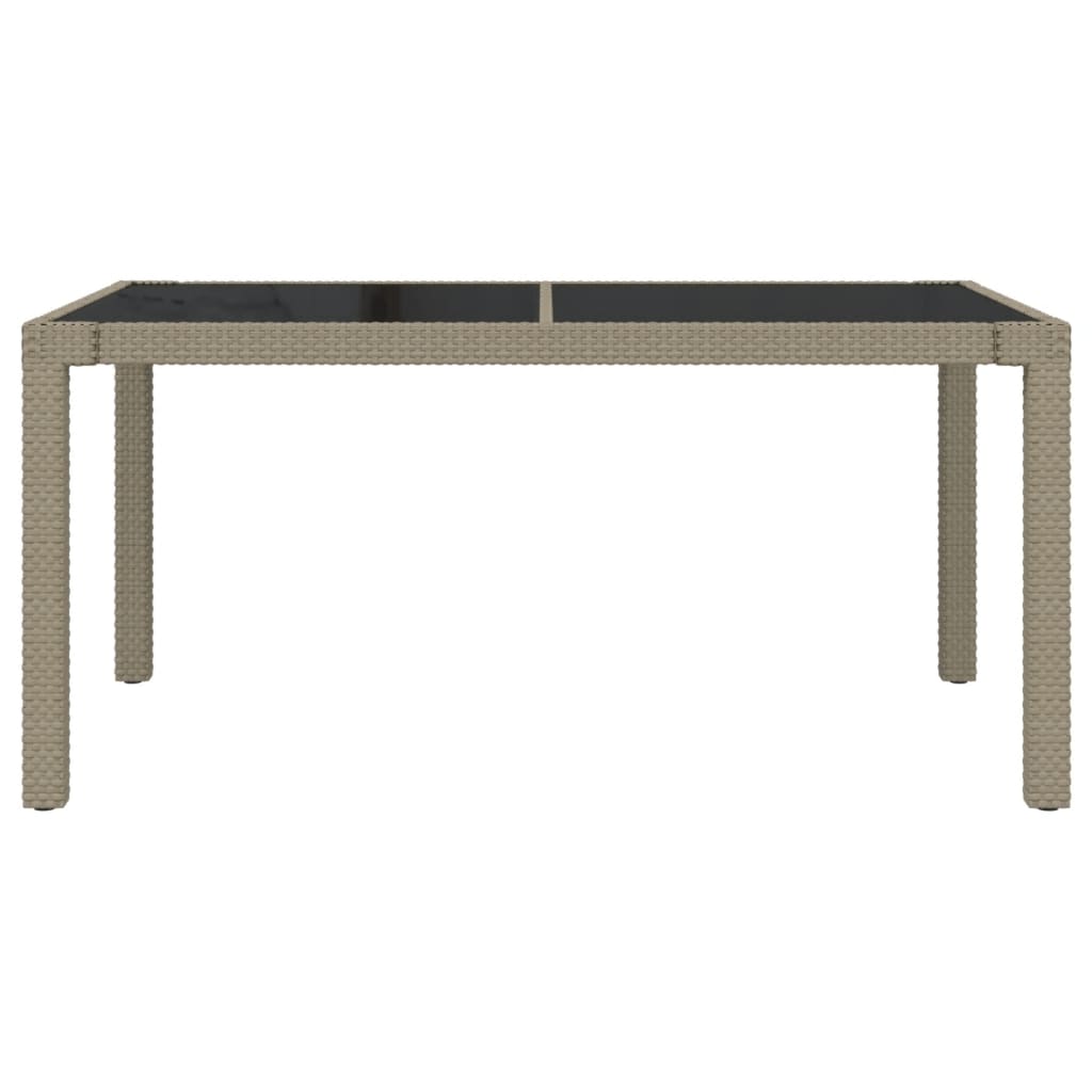 Puutarhapöytä 150x90x75cm karkaistu lasi ja polyrottinki beige - Sisustajankoti.fi