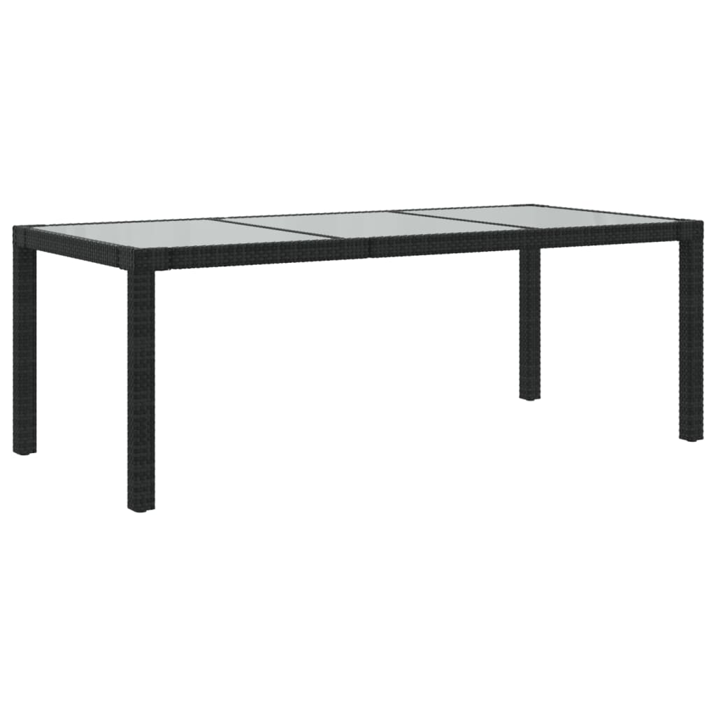 Puutarhapöytä 190x90x75 cm karkaistu lasi ja polyrottinki musta - Sisustajankoti.fi
