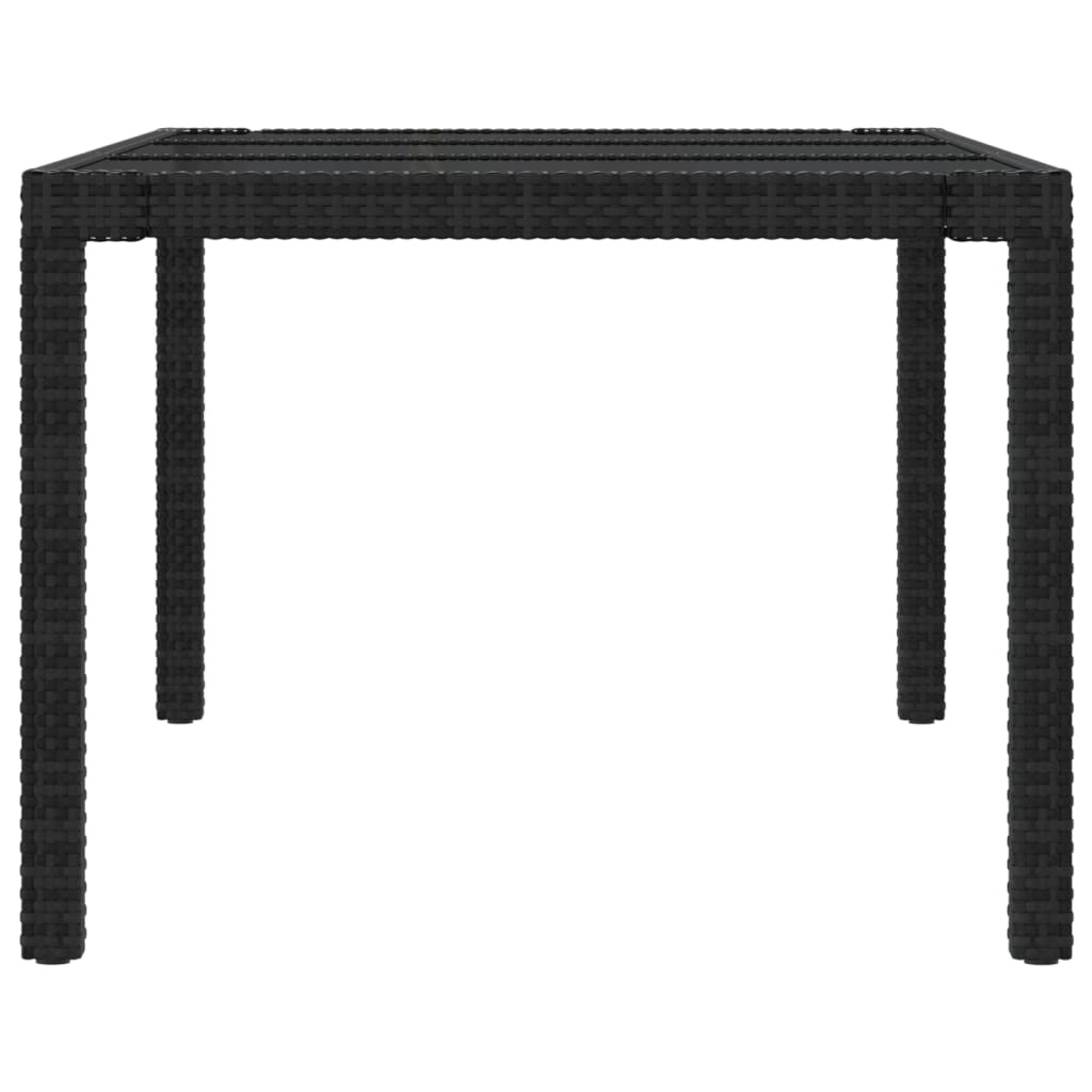 Puutarhapöytä musta 190x90x75 cm karkaistu lasi ja polyrottinki - Sisustajankoti.fi