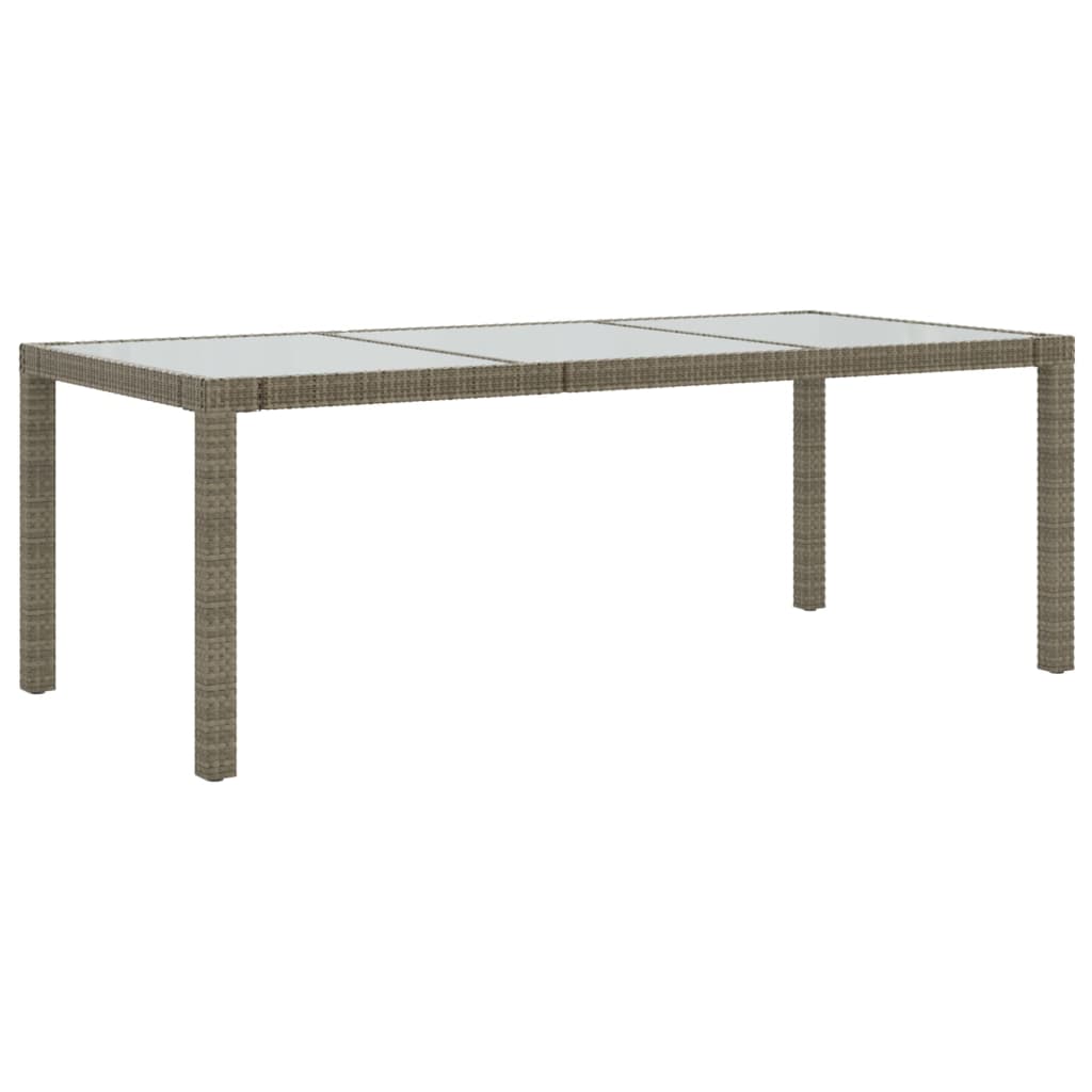 Puutarhapöytä harmaa 190x90x75 cm karkaistu lasi/polyrottinki - Sisustajankoti.fi