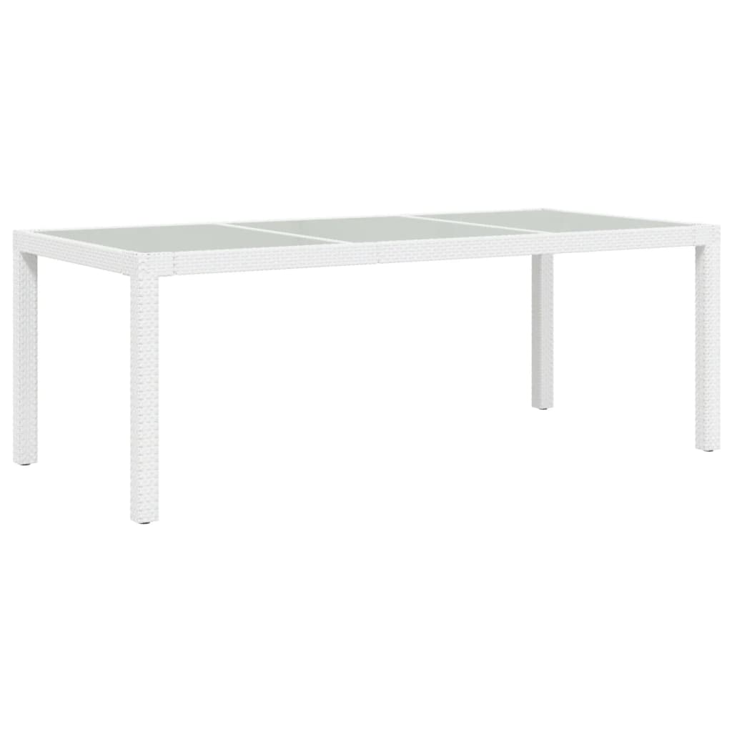 Puutarhapöytä valk. 190x90x75 cm karkaistu lasi ja polyrottinki - Sisustajankoti.fi