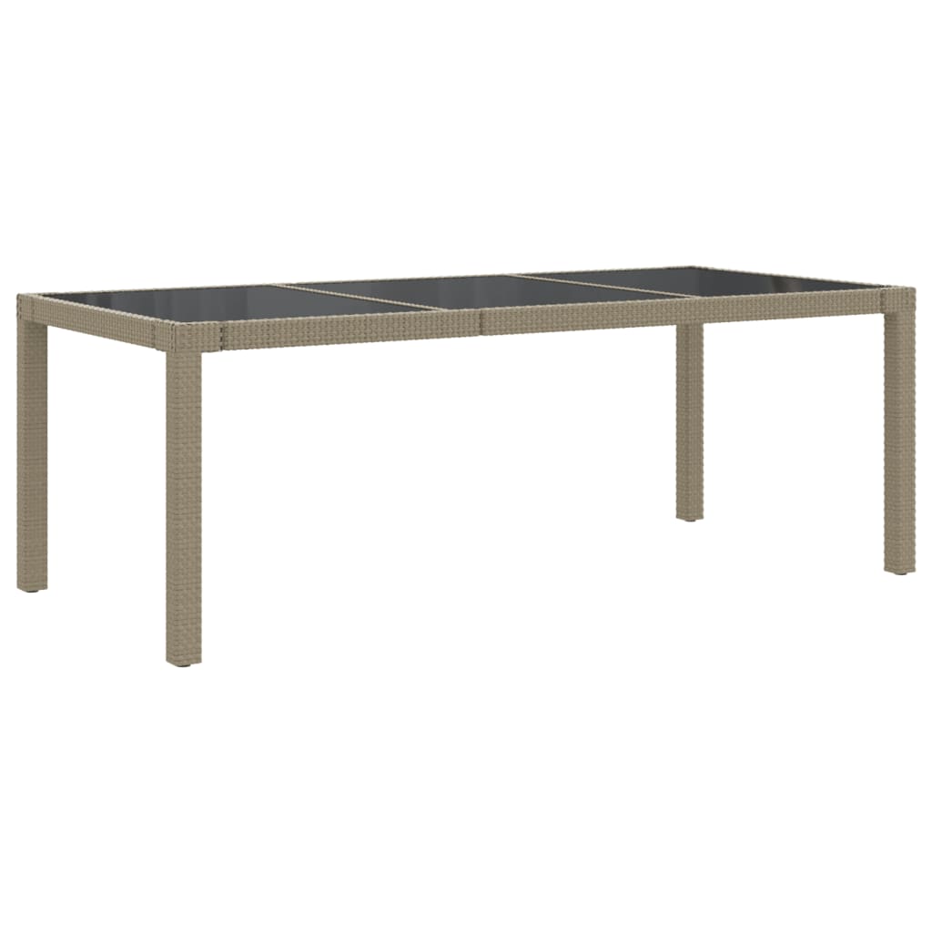 Puutarhapöytä 190x90x75 cm karkaistu lasi ja polyrottinki beige - Sisustajankoti.fi