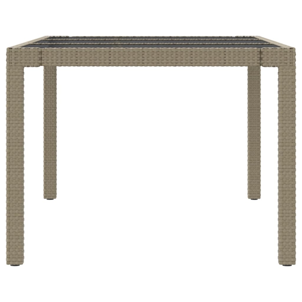Puutarhapöytä 190x90x75 cm karkaistu lasi ja polyrottinki beige - Sisustajankoti.fi