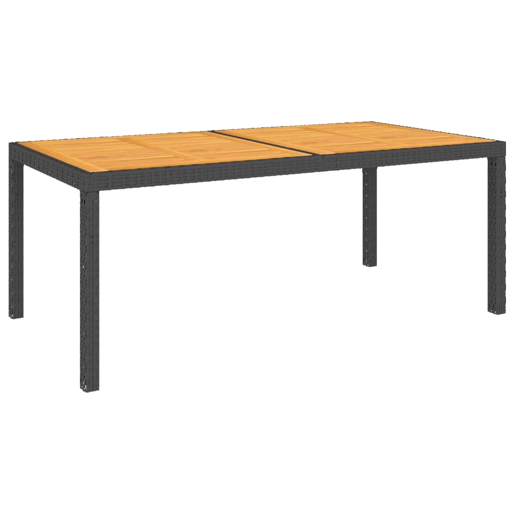 Puutarhapöytä 150x90x75 cm polyrottinki ja akaasiapuu musta - Sisustajankoti.fi
