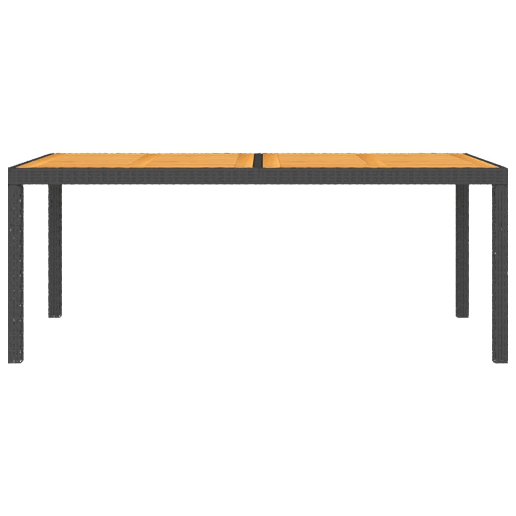 Puutarhapöytä 150x90x75 cm polyrottinki ja akaasiapuu musta - Sisustajankoti.fi