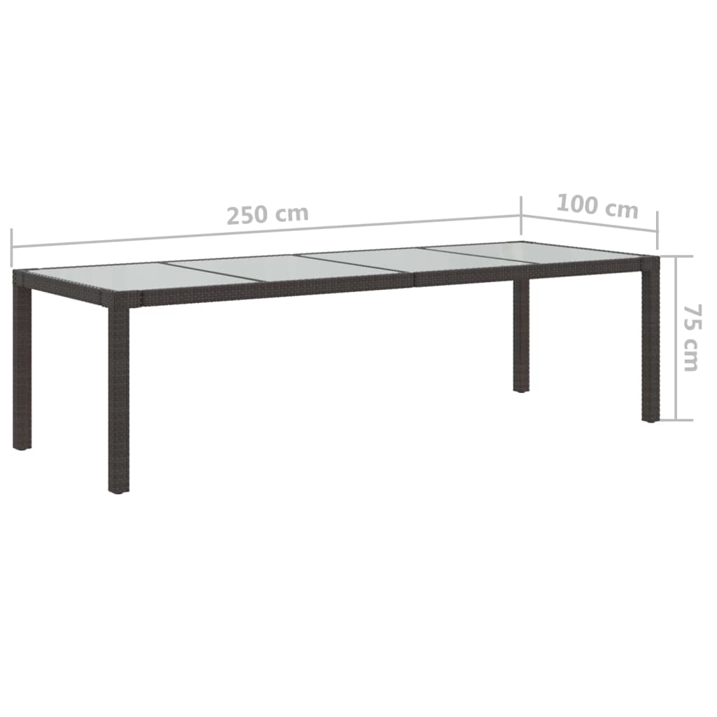 Puutarhapöytä 250x100x75cm karkaistu lasi ja polyrottinki rusk. - Sisustajankoti.fi