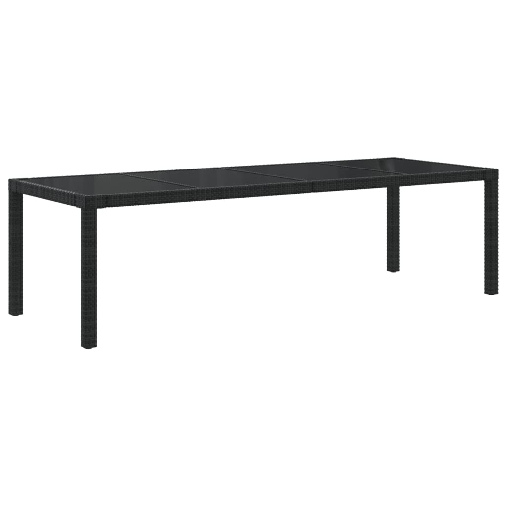 Puutarhapöytä 250x100x75cm karkaistu lasi ja polyrottinki musta - Sisustajankoti.fi