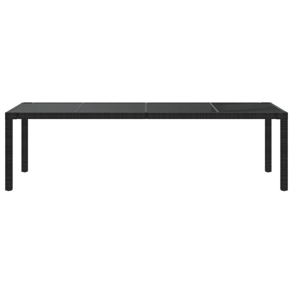 Puutarhapöytä 250x100x75cm karkaistu lasi ja polyrottinki musta - Sisustajankoti.fi