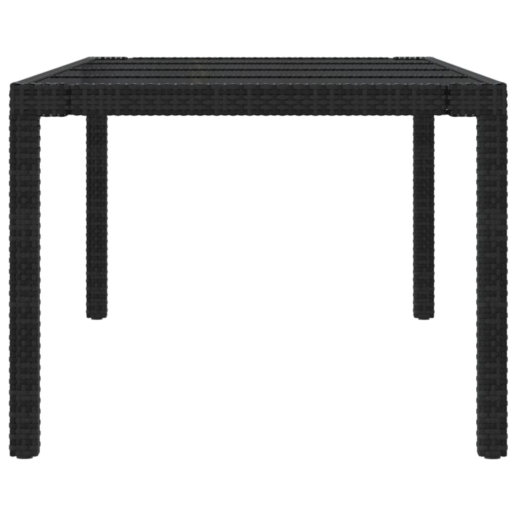 Puutarhapöytä 250x100x75cm karkaistu lasi ja polyrottinki musta - Sisustajankoti.fi