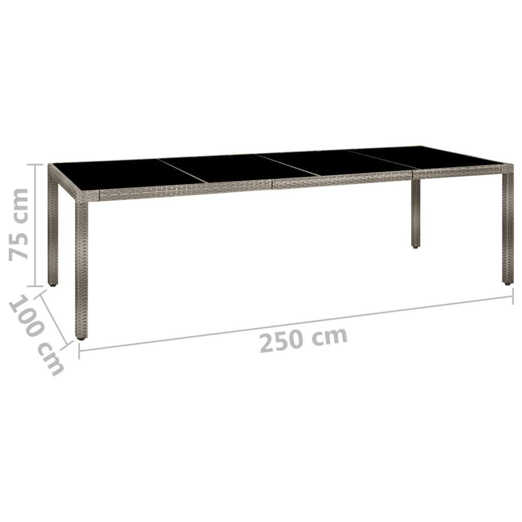 Puutarhapöytä 250x100x75cm karkaistu lasi ja polyrottinki harm. - Sisustajankoti.fi