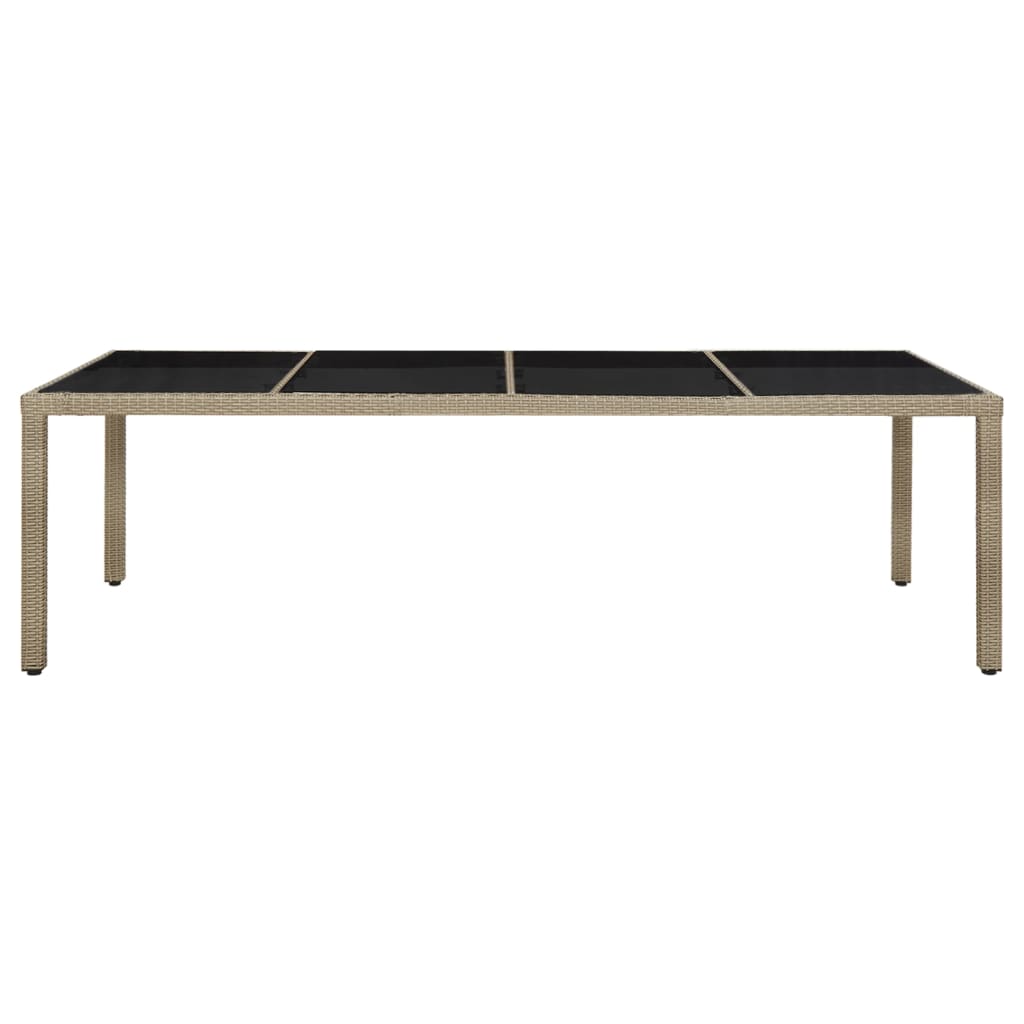 Puutarhapöytä 250x100x75 cm karkaistu lasi ja PE-rottinki beige - Sisustajankoti.fi