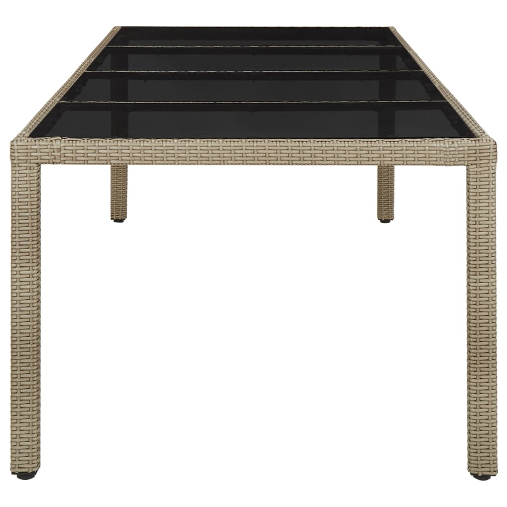 Puutarhapöytä 250x100x75 cm karkaistu lasi ja PE-rottinki beige - Sisustajankoti.fi