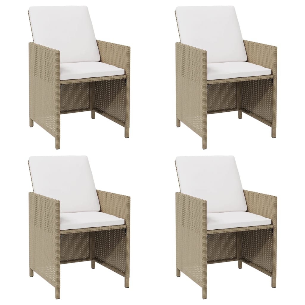 Puutarhatuolit tyynyillä 4 kpl polyrottinki beige - Sisustajankoti.fi