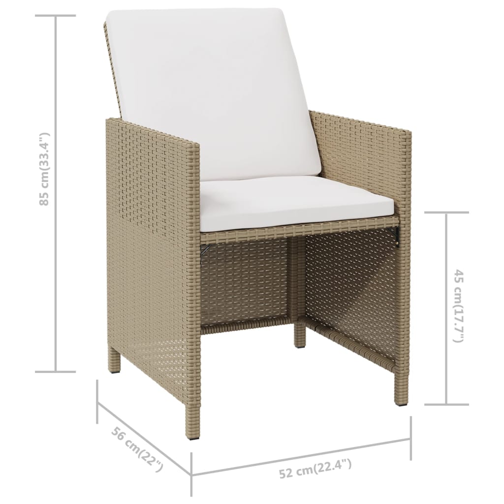 Puutarhatuolit tyynyillä 4 kpl polyrottinki beige - Sisustajankoti.fi