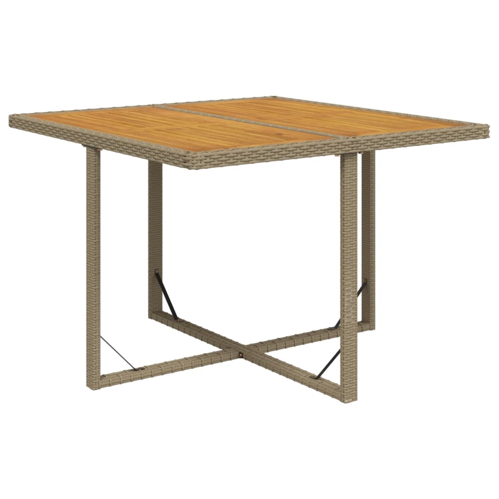 Puutarhapöytä beige 109x107x74 cm polyrottinki ja täyspuu - Sisustajankoti.fi