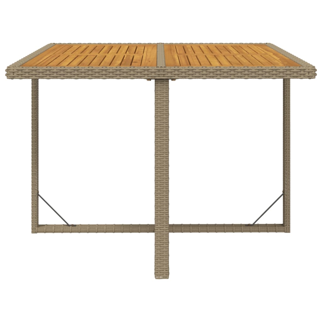 Puutarhapöytä beige 109x107x74 cm polyrottinki ja täyspuu - Sisustajankoti.fi