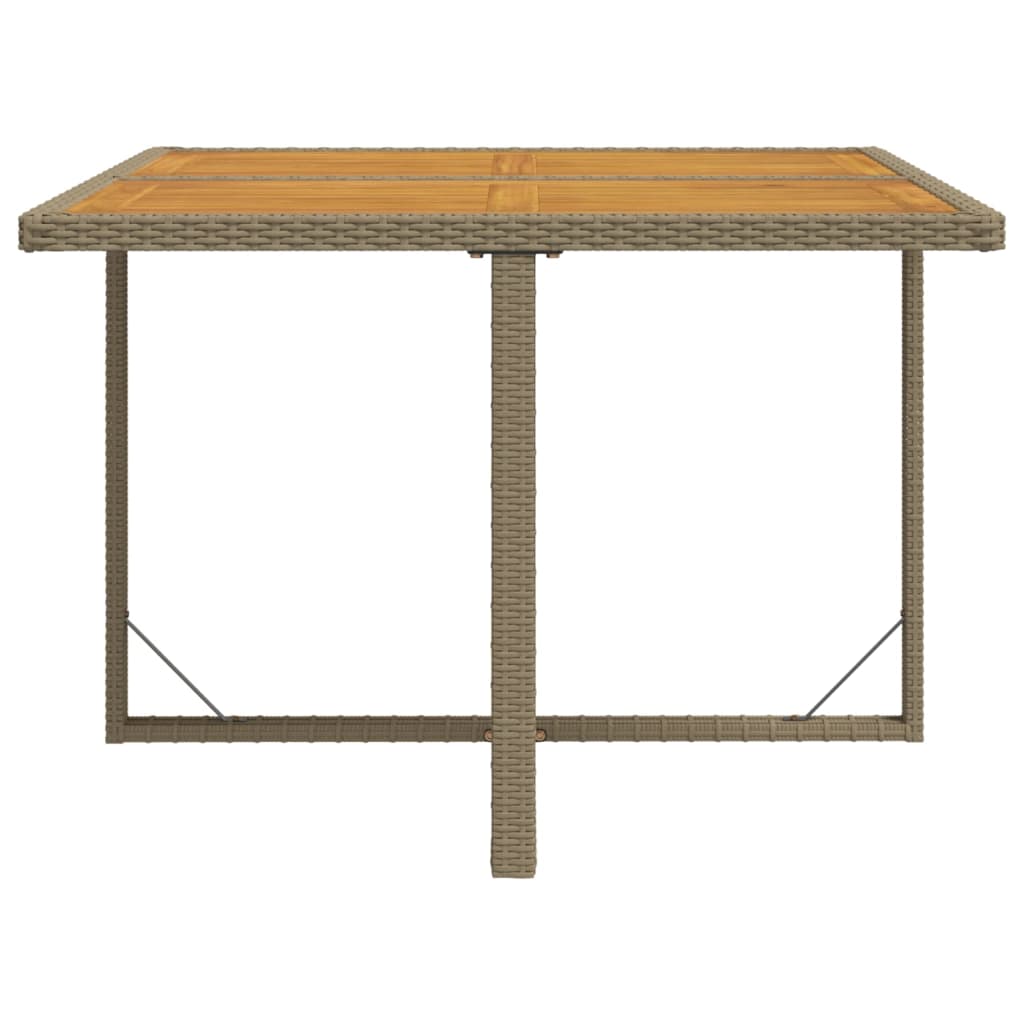 Puutarhapöytä beige 109x107x74 cm polyrottinki ja täyspuu - Sisustajankoti.fi
