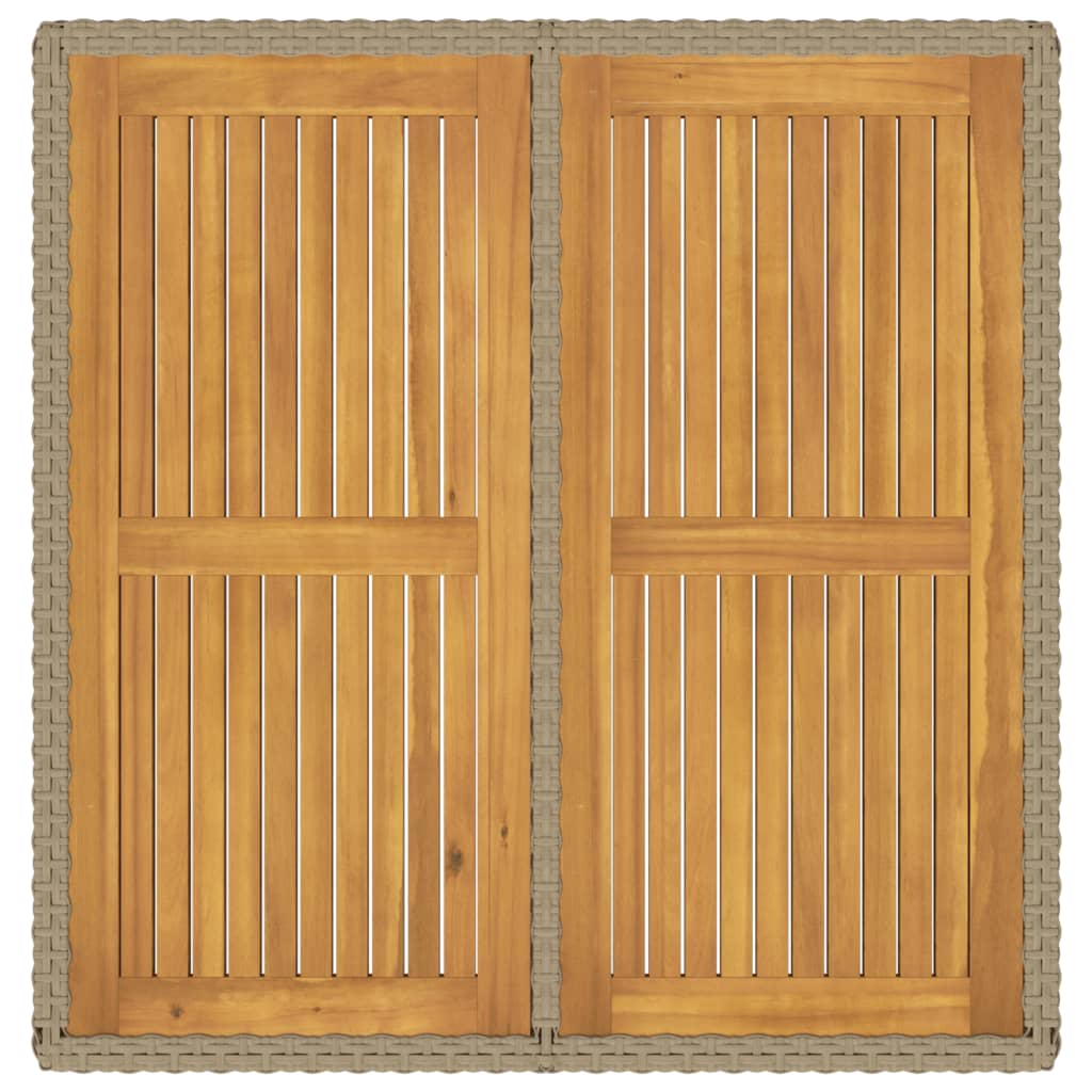 Puutarhapöytä beige 109x107x74 cm polyrottinki ja täyspuu - Sisustajankoti.fi