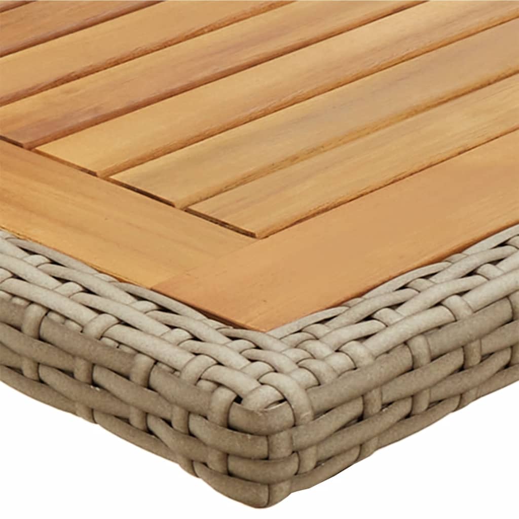 Puutarhapöytä beige täysi akasiapuu ja polyrottinki - Sisustajankoti.fi