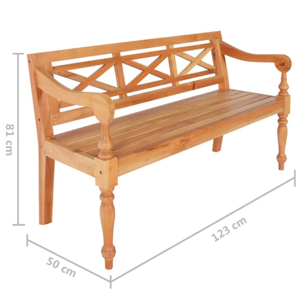 Batavia-penkki täysmahonki 123 cm vaaleanruskea - Sisustajankoti.fi